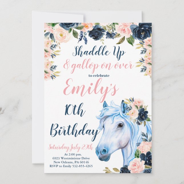 Invitación a la fiesta de cumpleaños del caballo,  (Anverso)