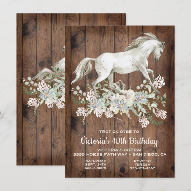 Invitación a la fiesta de cumpleaños del caballo b (Anverso / Reverso)