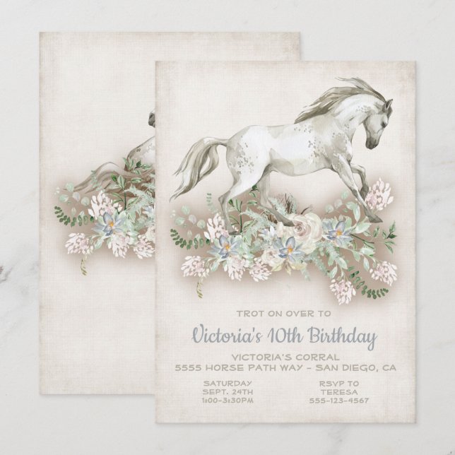 Invitación a la fiesta de cumpleaños del caballo b (Anverso / Reverso)