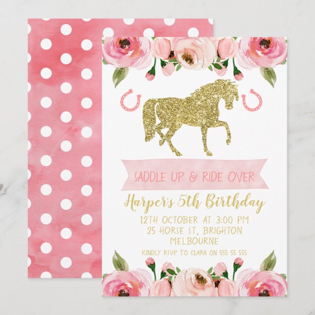 Invitación a la fiesta de cumpleaños del caballo f (Anverso / Reverso)