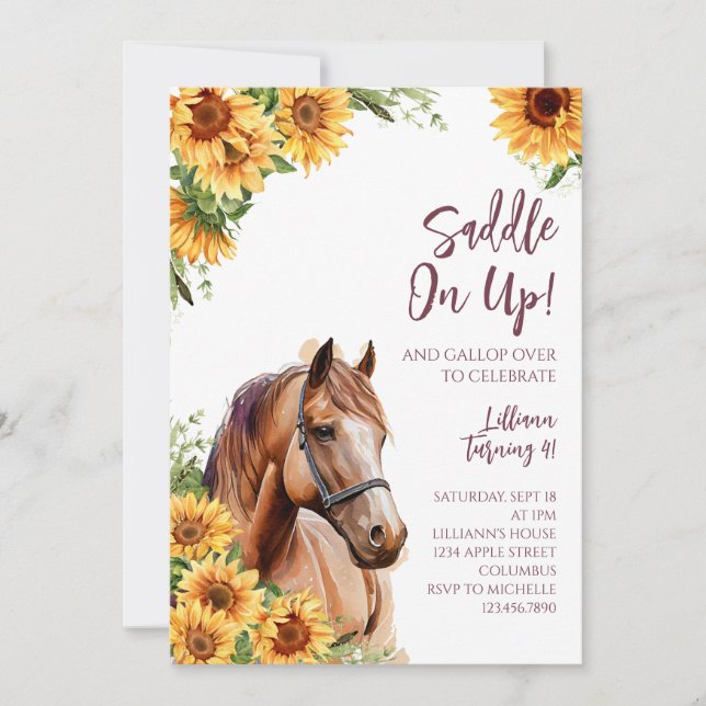 Invitación a la fiesta de cumpleaños del caballo g (Anverso)