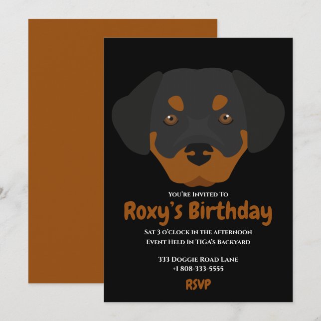 Invitación a la fiesta de cumpleaños del cachorro  (Anverso / Reverso)