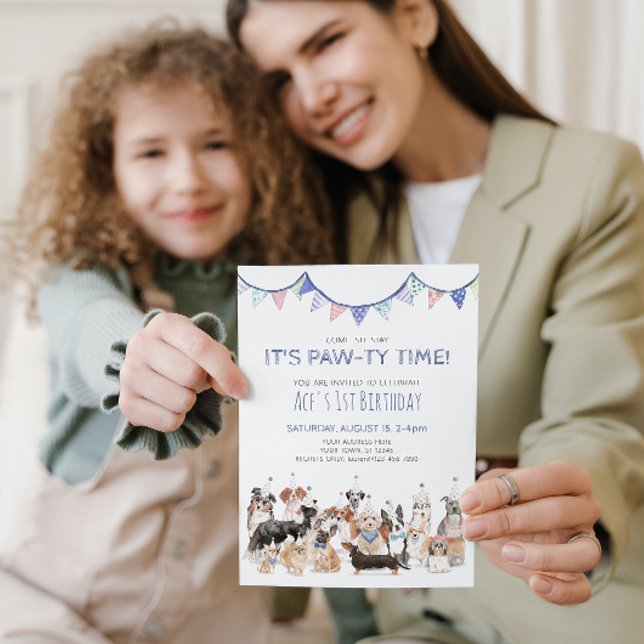 Invitación a la fiesta de cumpleaños del cachorro  (Paw-ty Time! Celebrating Your Puppy's 1st Birthday!)