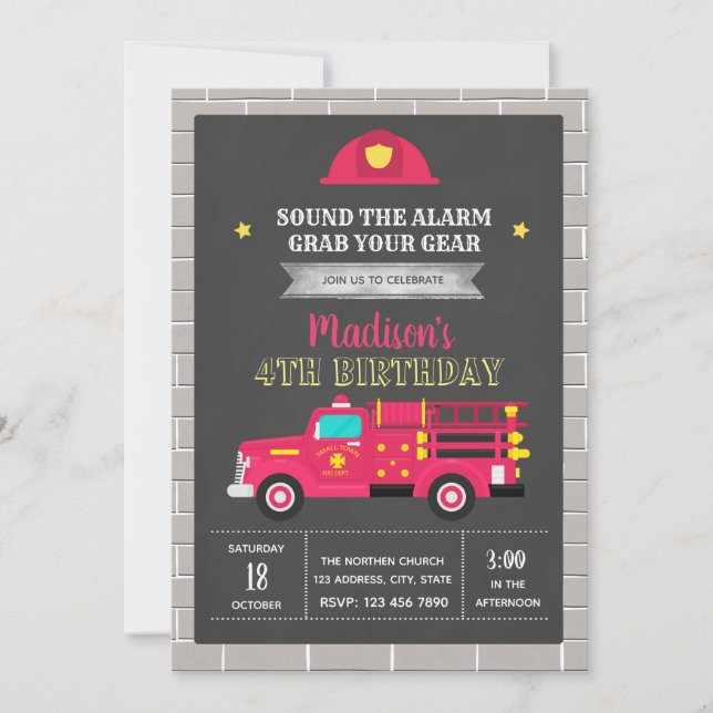 Invitación a la fiesta de cumpleaños del camión de (Anverso)