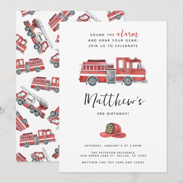 Invitación a la fiesta de cumpleaños del Camión de (Anverso / Reverso)