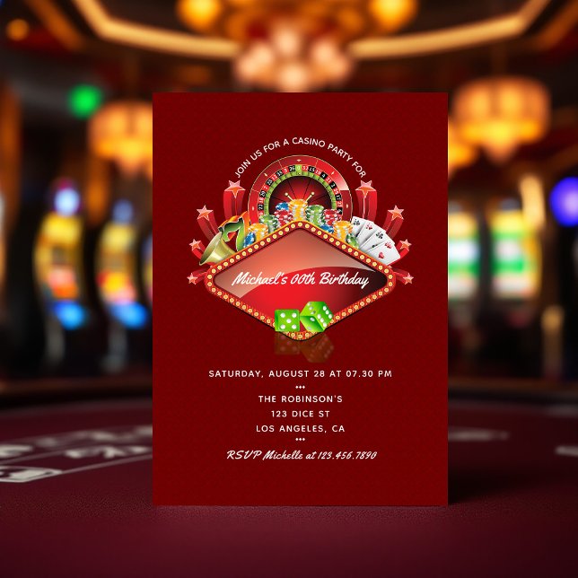 Invitación a la fiesta de cumpleaños del Casino (Casino Birthday Party invitation)