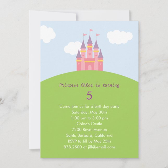 Invitación a la fiesta de cumpleaños del Castillo  (Anverso)