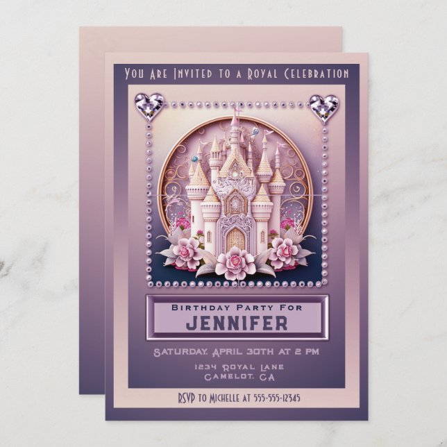 Invitación a la fiesta de cumpleaños del Castillo  (Anverso / Reverso)