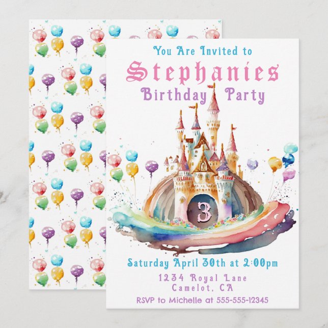 Invitación a la fiesta de cumpleaños del Castillo  (Anverso / Reverso)