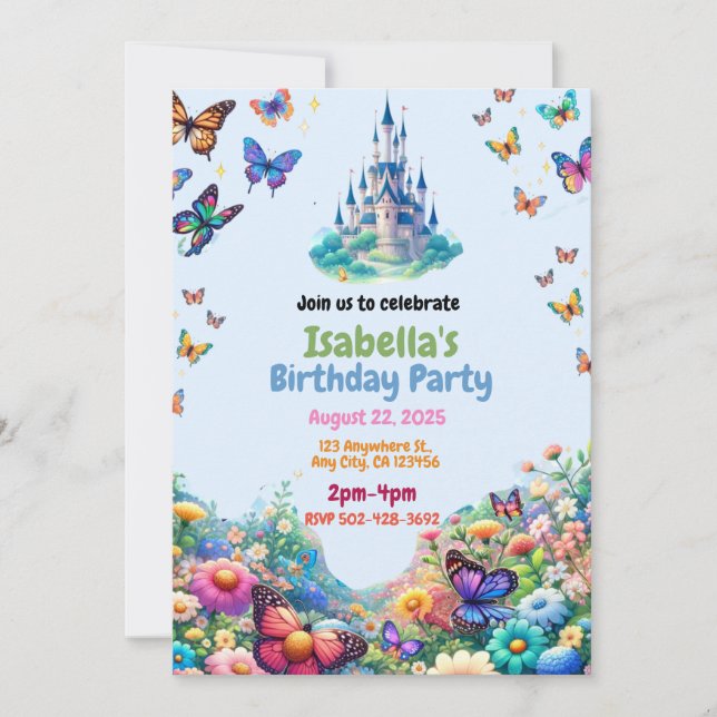 Invitación a la fiesta de cumpleaños del castillo  (Anverso)