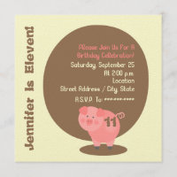 Invitación a la fiesta de cumpleaños del cerdo