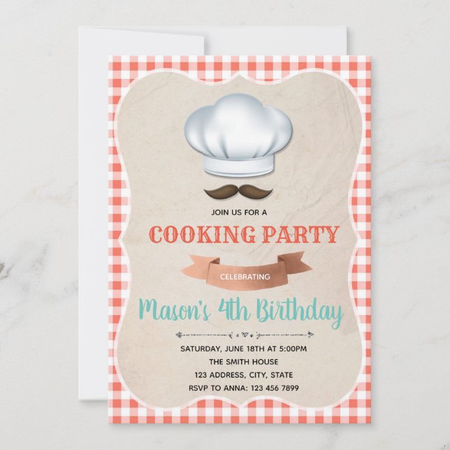 Invitación a la fiesta de cumpleaños del chef (Anverso)