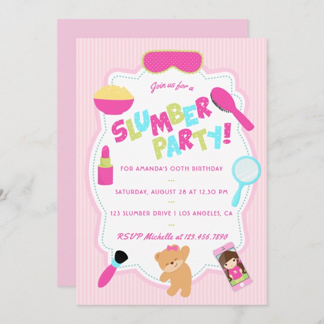 Invitación a la fiesta de cumpleaños del chica (Anverso / Reverso)