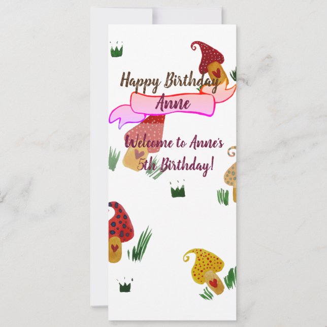 Invitación a la fiesta de cumpleaños del chica (Anverso)