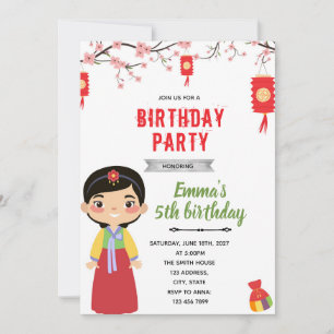 Invitación a la fiesta de cumpleaños del chica cor