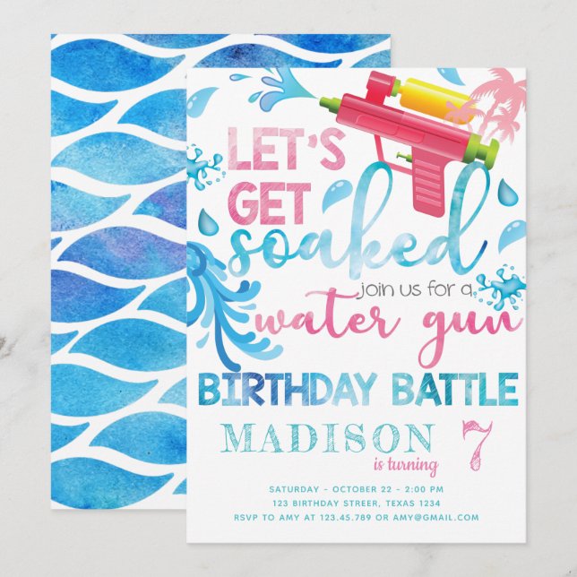 Invitación a la fiesta de cumpleaños del Chica de  (Anverso / Reverso)