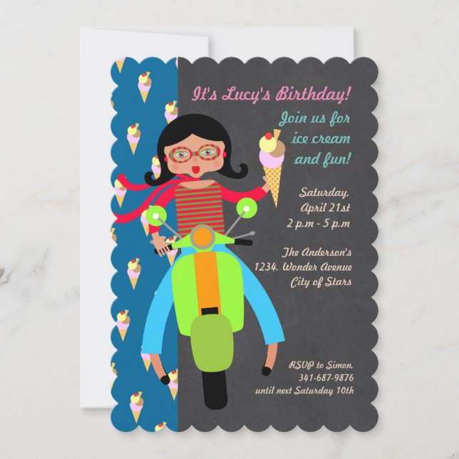 Invitación a la fiesta de cumpleaños del chica de  (Anverso)