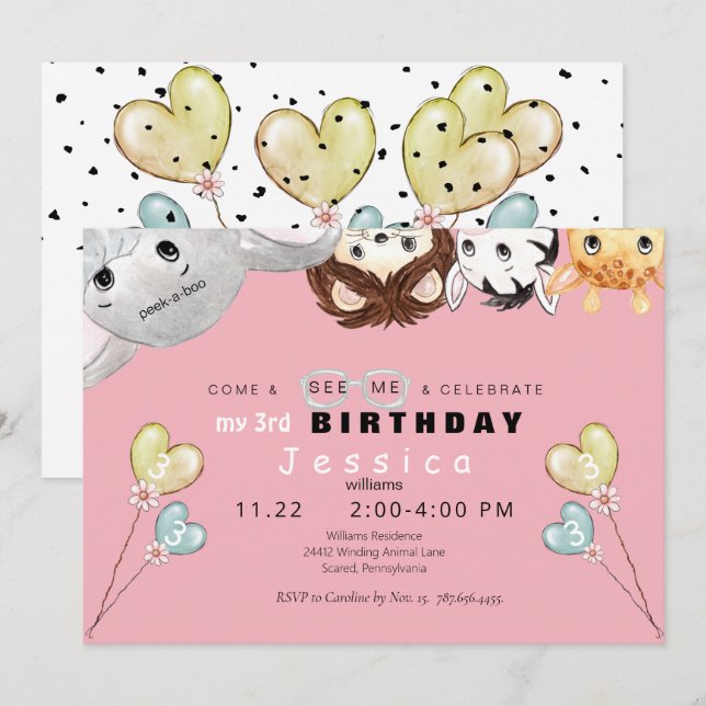 Invitación a la fiesta de cumpleaños del Chica de  (Anverso / Reverso)