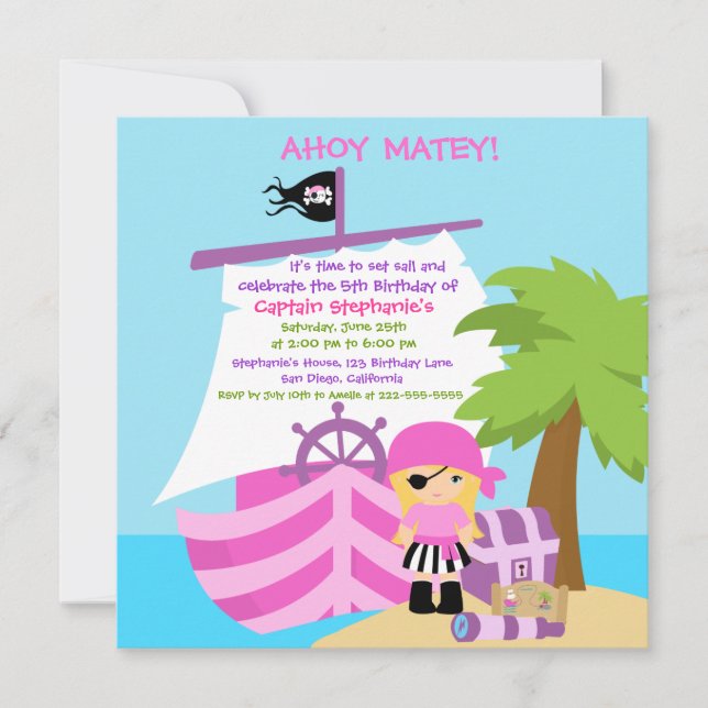 Invitación a la fiesta de cumpleaños del Chica de  (Anverso)