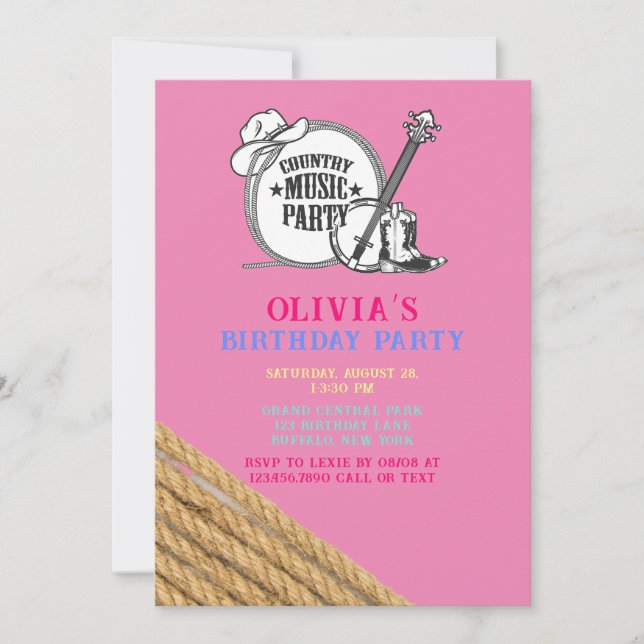Invitación a la fiesta de cumpleaños del Chica de  (Anverso)