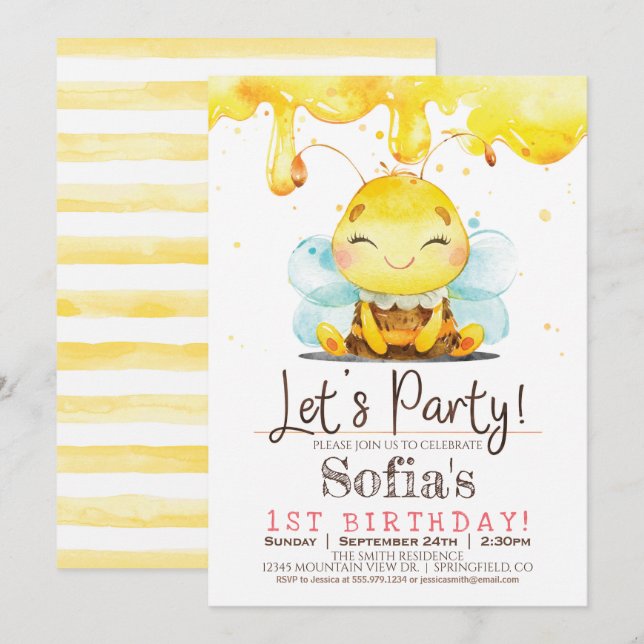Invitación a la fiesta de cumpleaños del Chica de  (Anverso / Reverso)