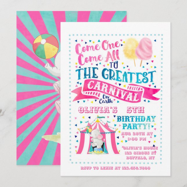 Invitación a la fiesta de cumpleaños del Chica del (Anverso / Reverso)