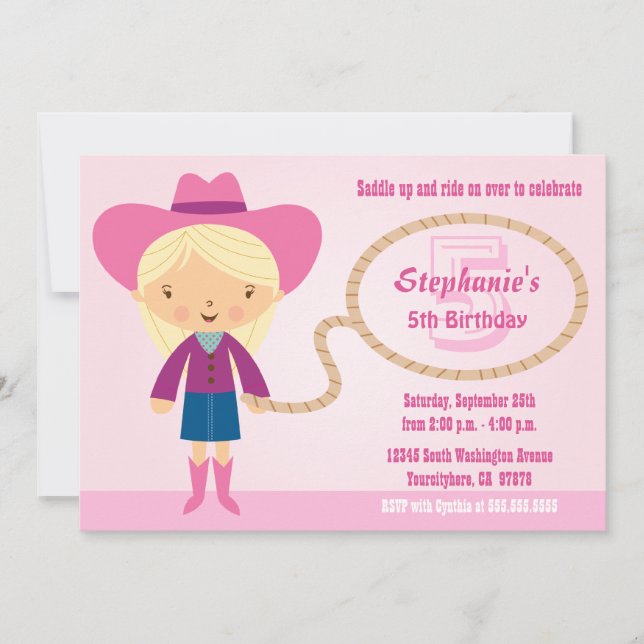 Invitación a la fiesta de cumpleaños del chica las (Anverso)