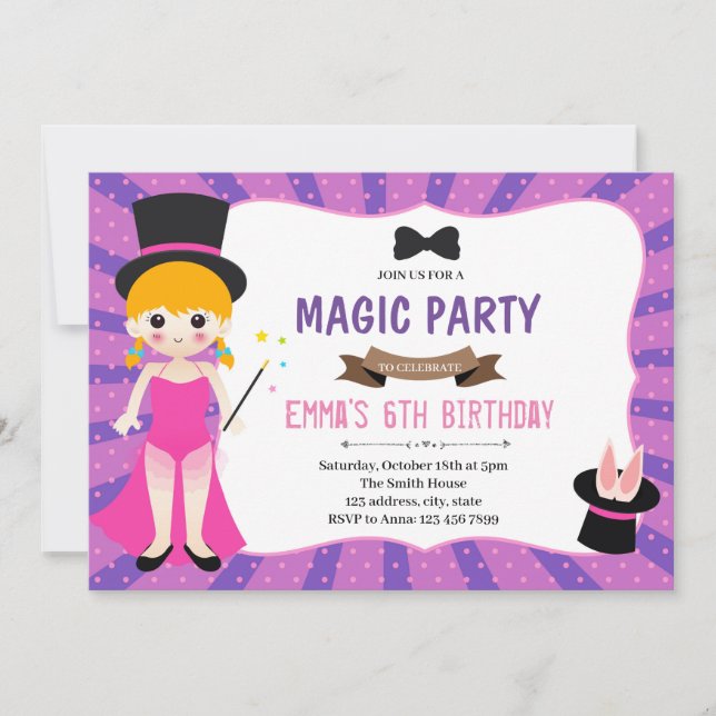 Invitación a la fiesta de cumpleaños del chica mág (Anverso)