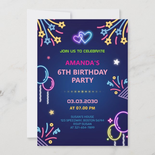 Invitación a la fiesta de cumpleaños del Chica Neo (Anverso)