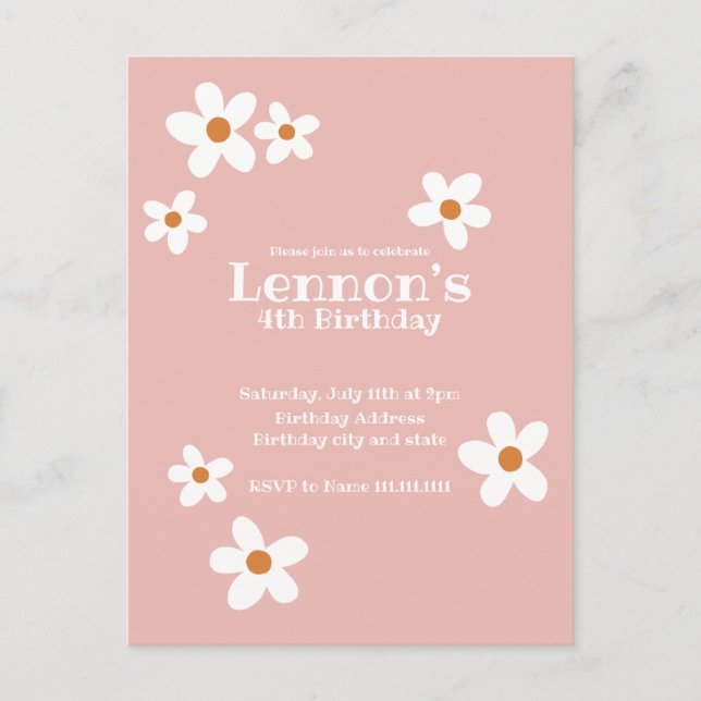 Invitación a la fiesta de cumpleaños del Chica Pin (Anverso)