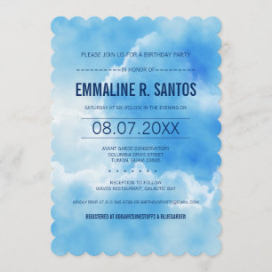 Invitación a la fiesta de cumpleaños del cielo azu
