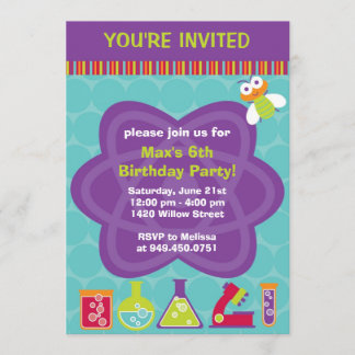 Invitación a la fiesta de cumpleaños del científic