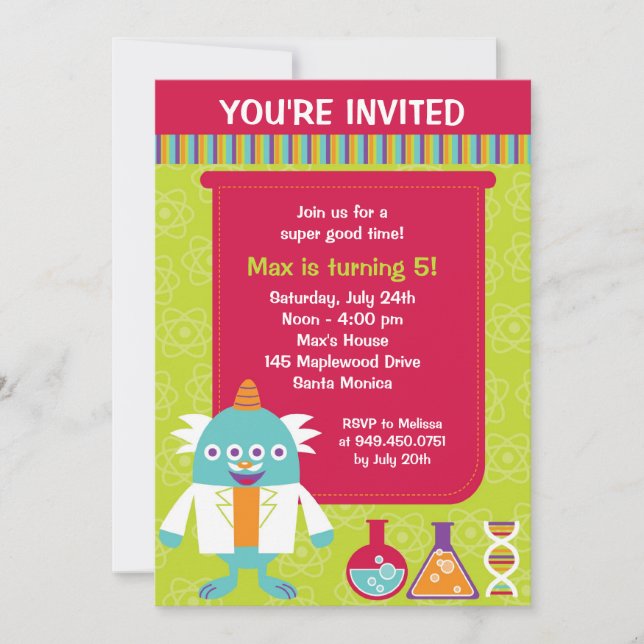 Invitación a la fiesta de cumpleaños del científic (Anverso)