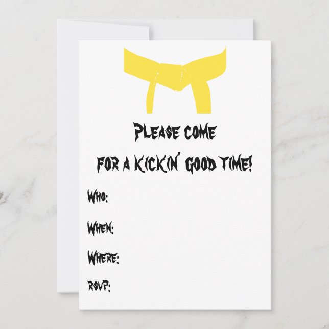 Invitación a la fiesta de cumpleaños del cinturón  (Anverso)