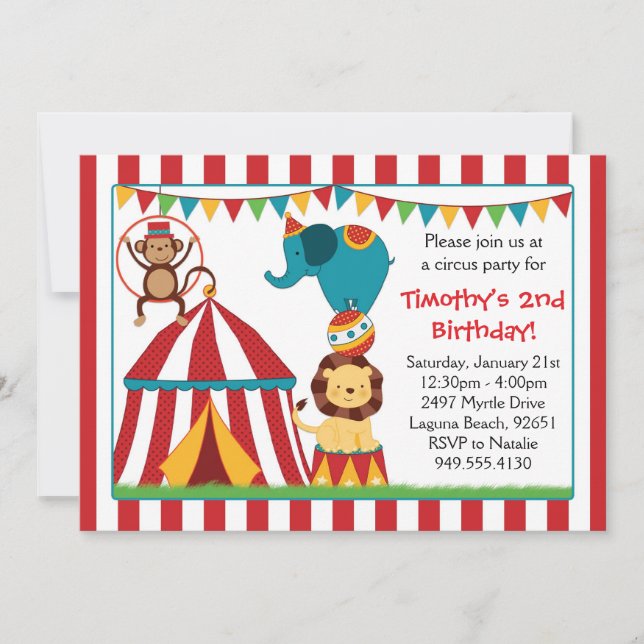 Invitación a la fiesta de cumpleaños del Circo (Anverso)