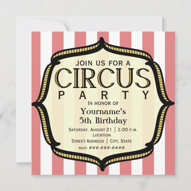 Invitación a la fiesta de cumpleaños del Circo (Anverso)