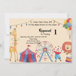 Invitación a la fiesta de cumpleaños del Circo de 