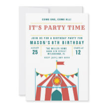 Invitación a la fiesta de cumpleaños del circo inf