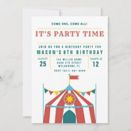 Invitación a la fiesta de cumpleaños del circo inf