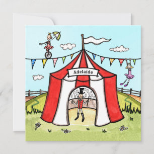 Invitación a la fiesta de cumpleaños del circo per