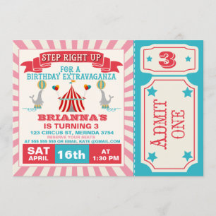 Invitación a la fiesta de cumpleaños del Circus Ti