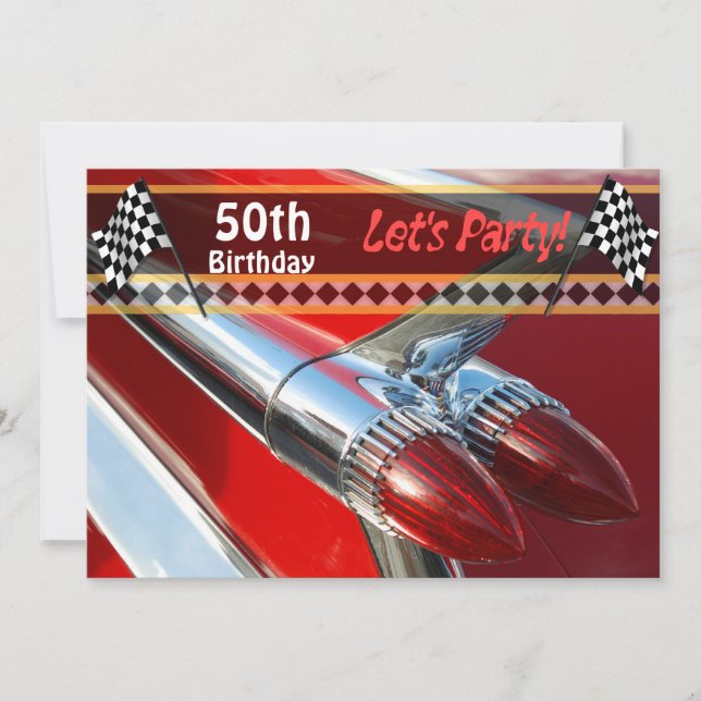 Invitación a la fiesta de cumpleaños del coche clá (Anverso)