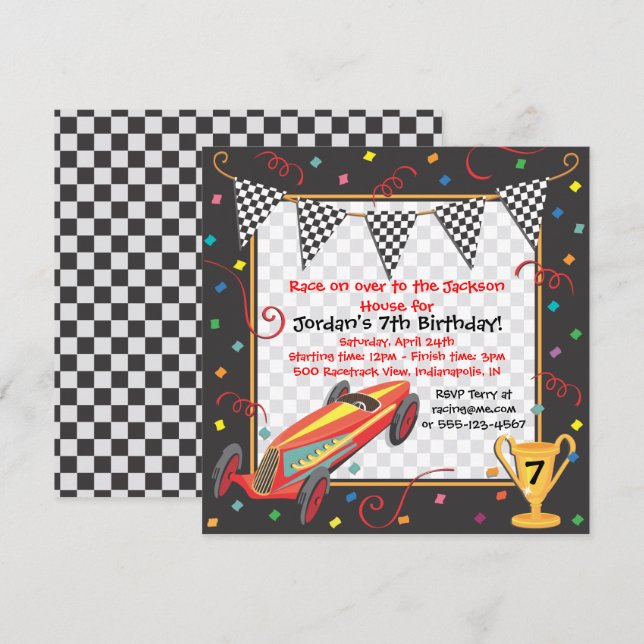 Invitación a la fiesta de cumpleaños del coche de  (Anverso / Reverso)