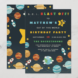 Invitación a la fiesta de cumpleaños del cohete es