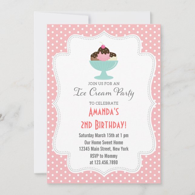 Invitación a la fiesta de cumpleaños del crema de  (Anverso)