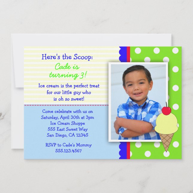 Invitación a la fiesta de cumpleaños del crema de  (Anverso)
