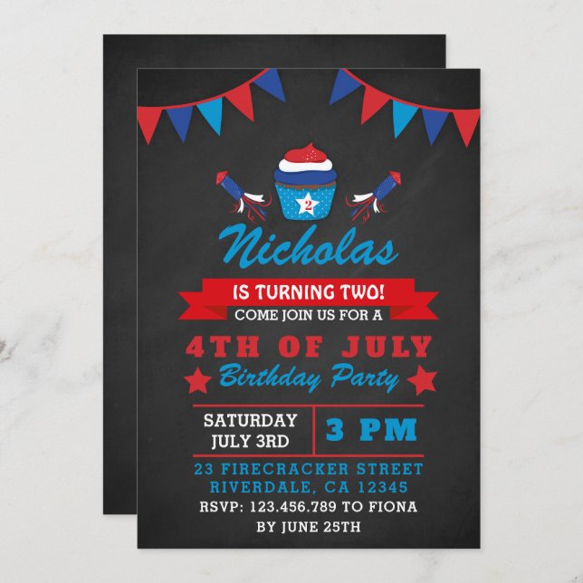 Invitación a la fiesta de cumpleaños del Día de la (Anverso / Reverso)