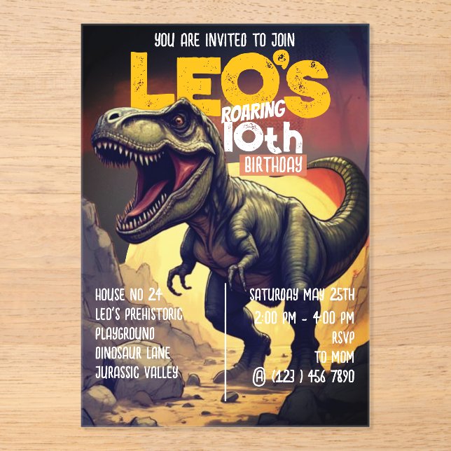 Invitación a la Fiesta de Cumpleaños del Dinosauri (Anverso)