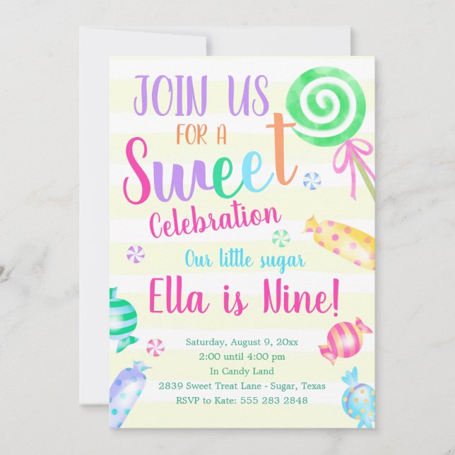Invitación a la fiesta de cumpleaños del dulce Can (Anverso)