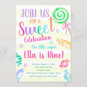 Invitación a la fiesta de cumpleaños del dulce Can